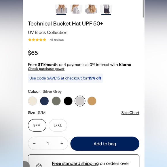 NWT I Solbari Women’s Technical Bucket Hat I color Silver Grey I Size S/M - Picture 4 of 7